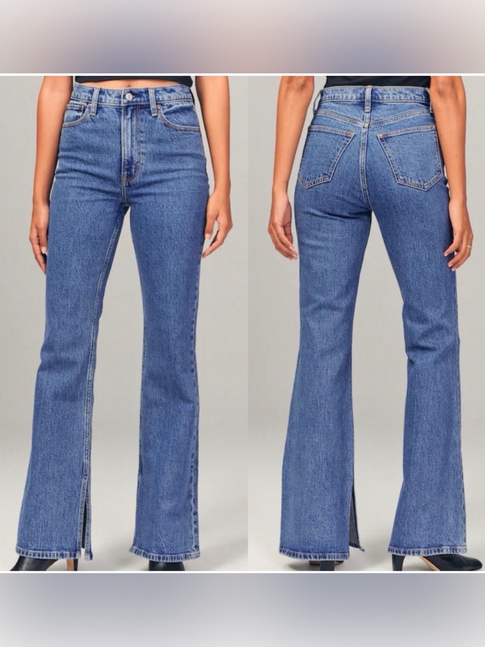 Abercrombie & Fitch Curve Love High Rise Vintage Flare Jeans Size 30/10 Wide Leg - Picture 5 of 13